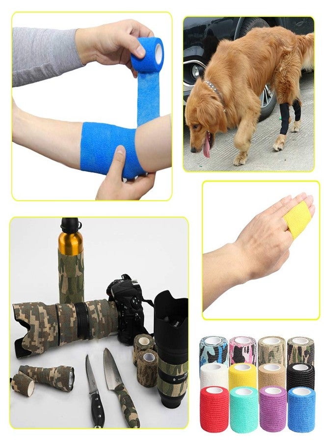 EWINEVER Self Adhesive Tape,Cohesive Wrap Bandages,Camouflage Wrap Tape for Hunting,Strong Elastic Stretch Sports Tape for Wrist Sprains & Swelling,12 Pack-2" x5 Yards(12 Color) - Image 3